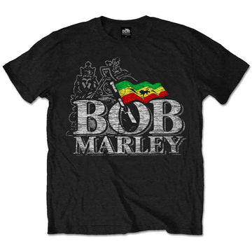 Bob Marley Unisex T-Shirt: Distressed Logo (Black)