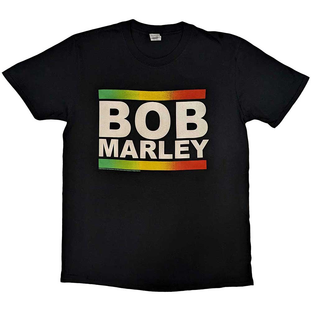 Bob Marley Unisex T-Shirt: Rasta Band Block (Black)