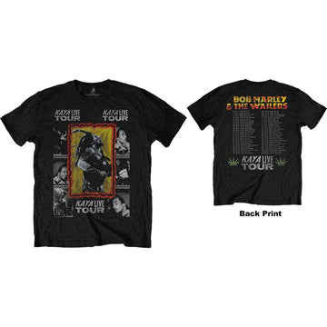 Bob Marley Unisex T-Shirt: Kaya Tour (Black) (Back Print)
