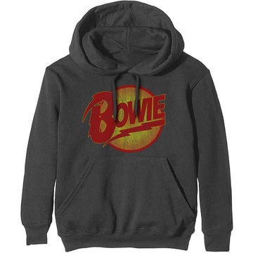 David Bowie Unisex Pullover Hoodie: Vintage Diamond Dogs Logo (Charcoal Grey)