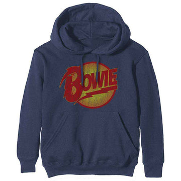 David Bowie Unisex Pullover Hoodie: Vintage Diamond Dogs Logo (Navy Blue)