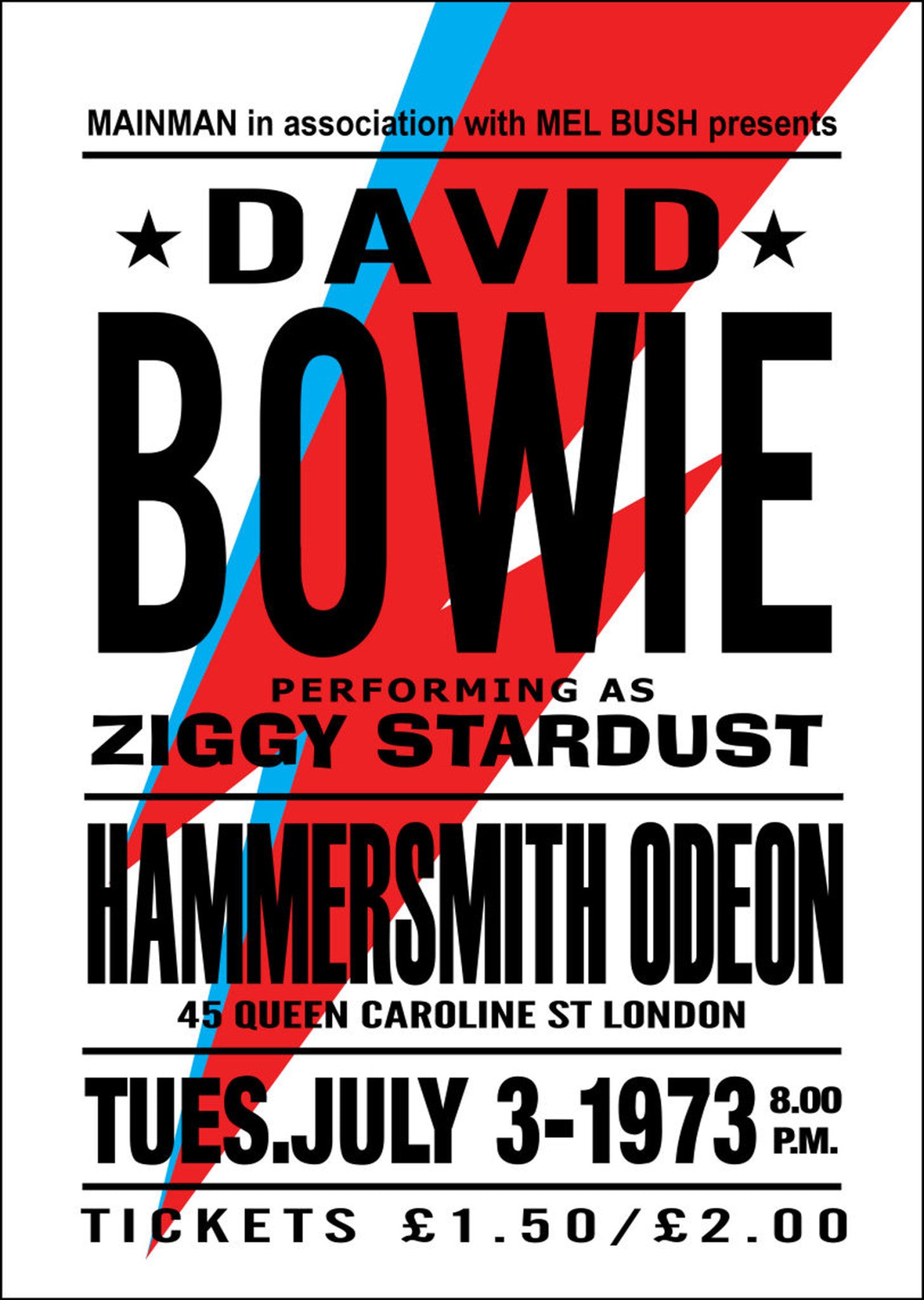 David Bowie - Hammersmith 1973 - A2 Poster