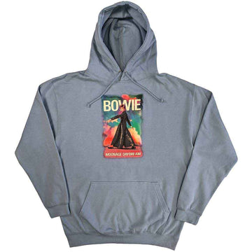David Bowie Unisex Pullover Hoodie: Moonage 11 Fade (Light Blue)