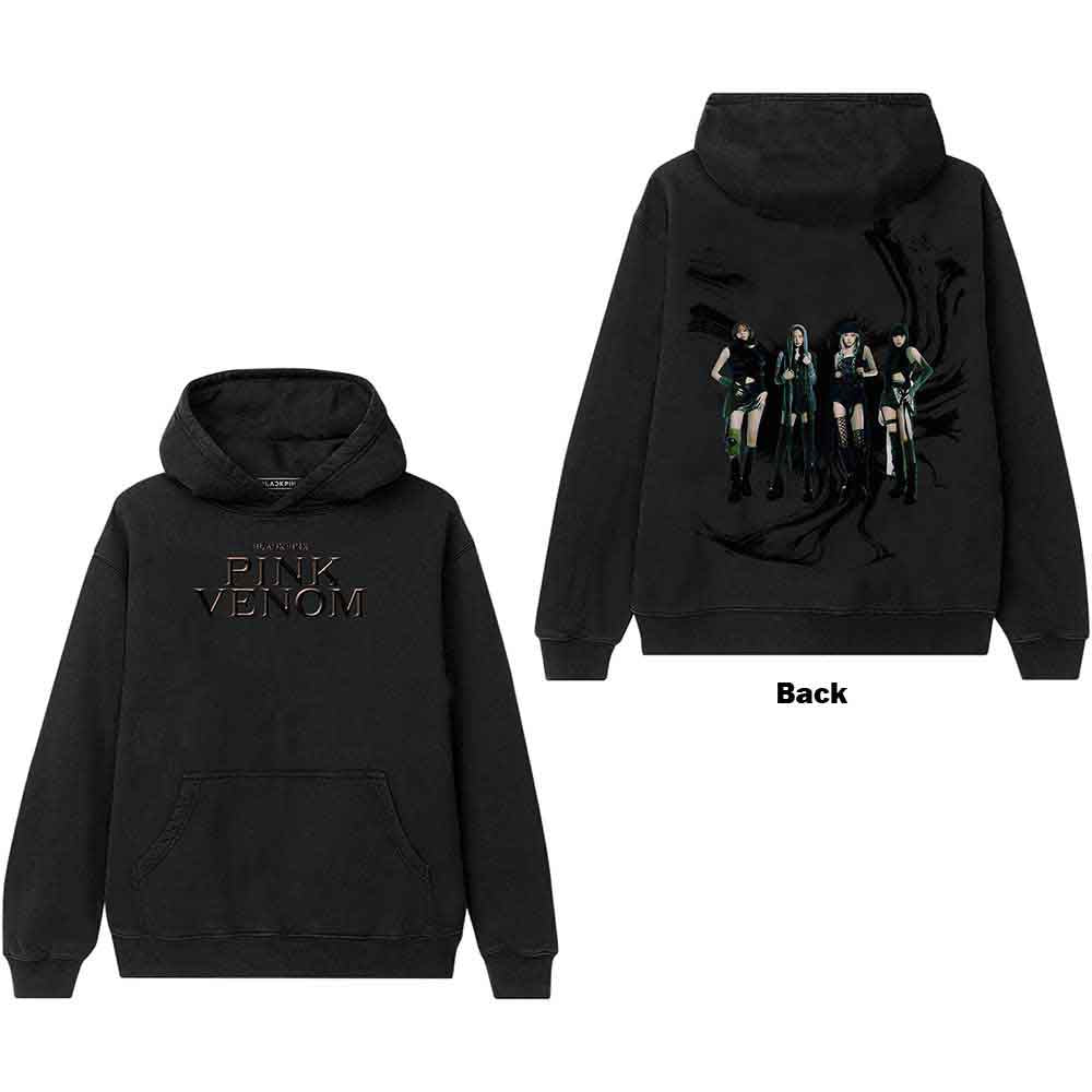 BlackPink Unisex Pullover Hoodie: Pink Venom Oil Stroke (Black) (Back Print)