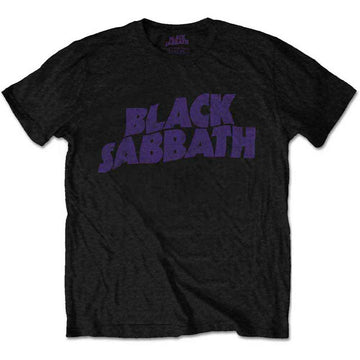 Black Sabbath Unisex T-Shirt: Wavy Logo Vintage (Black)