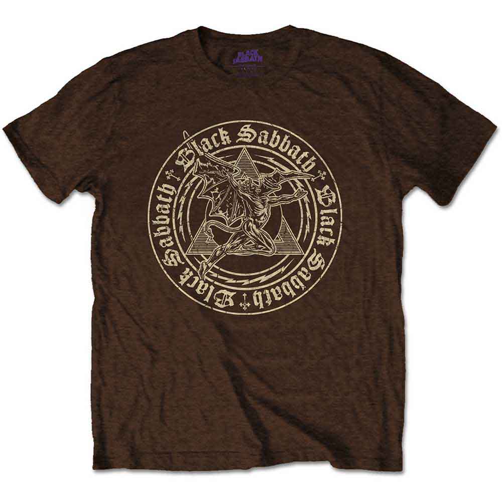 Black Sabbath Unisex T-Shirt: Henry Pyramid Emblem (Chocolate Brown)
