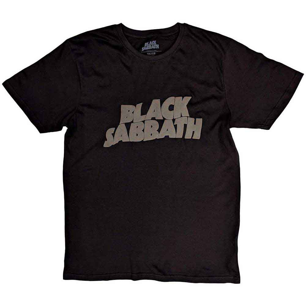 Black Sabbath Unisex T-Shirt: Wavy Logo (Black) (Hi-Build)