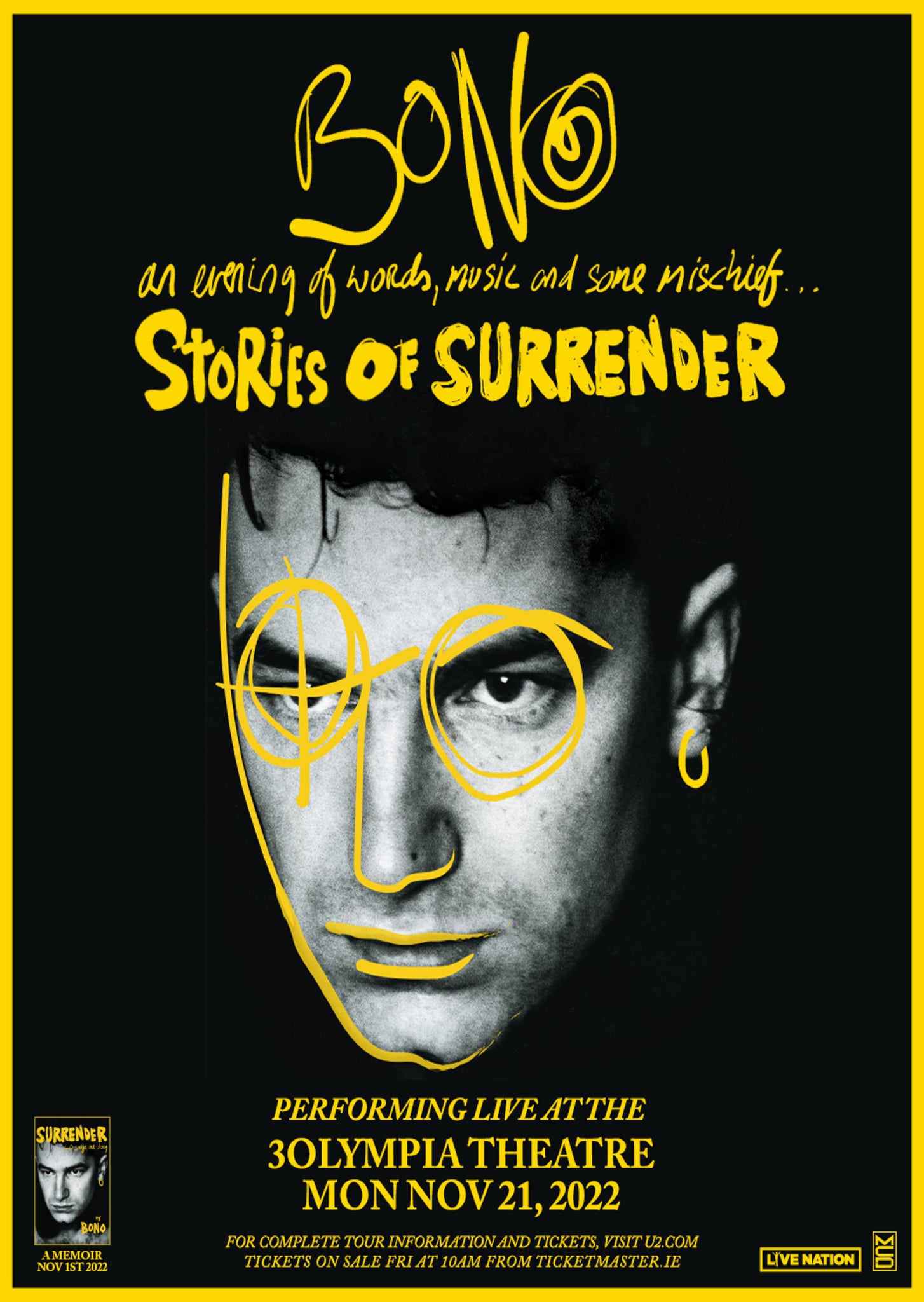 U2 - Bono - Stories of Surrender Dublin - A3 Poster
