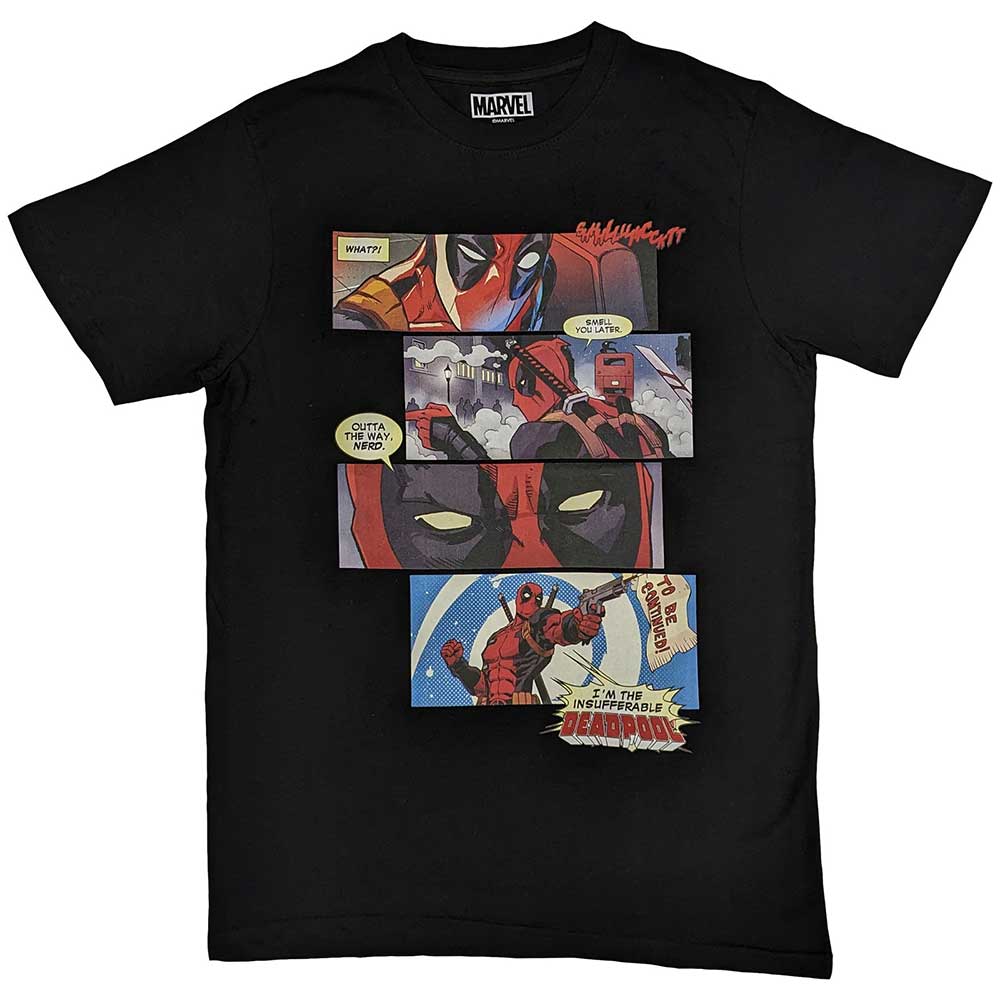 Marvel Comics Unisex T-Shirt: Deadpool Strips (Black)