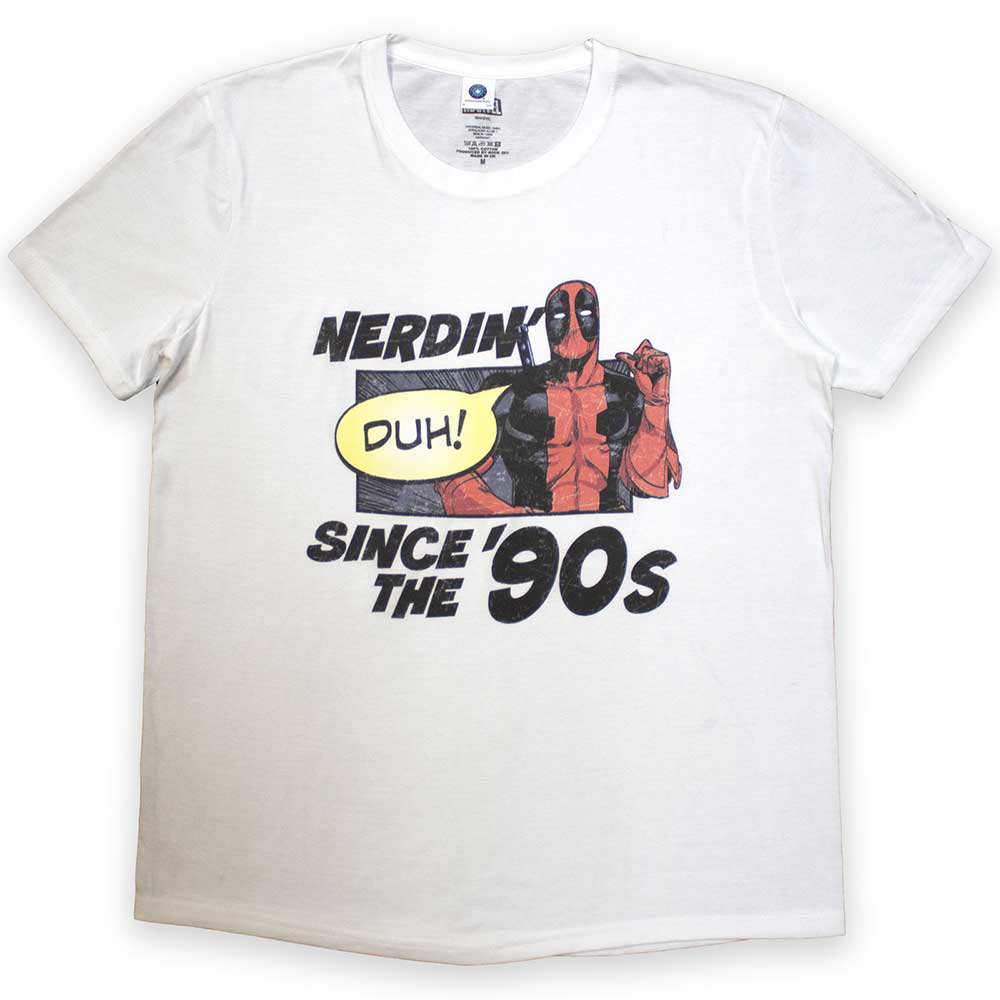 Marvel Comics Unisex T-Shirt: Deadpool Nerdin' Since The '90s (White)