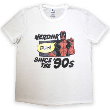 Marvel Comics Unisex T-Shirt: Deadpool Nerdin' Since The '90s (White)