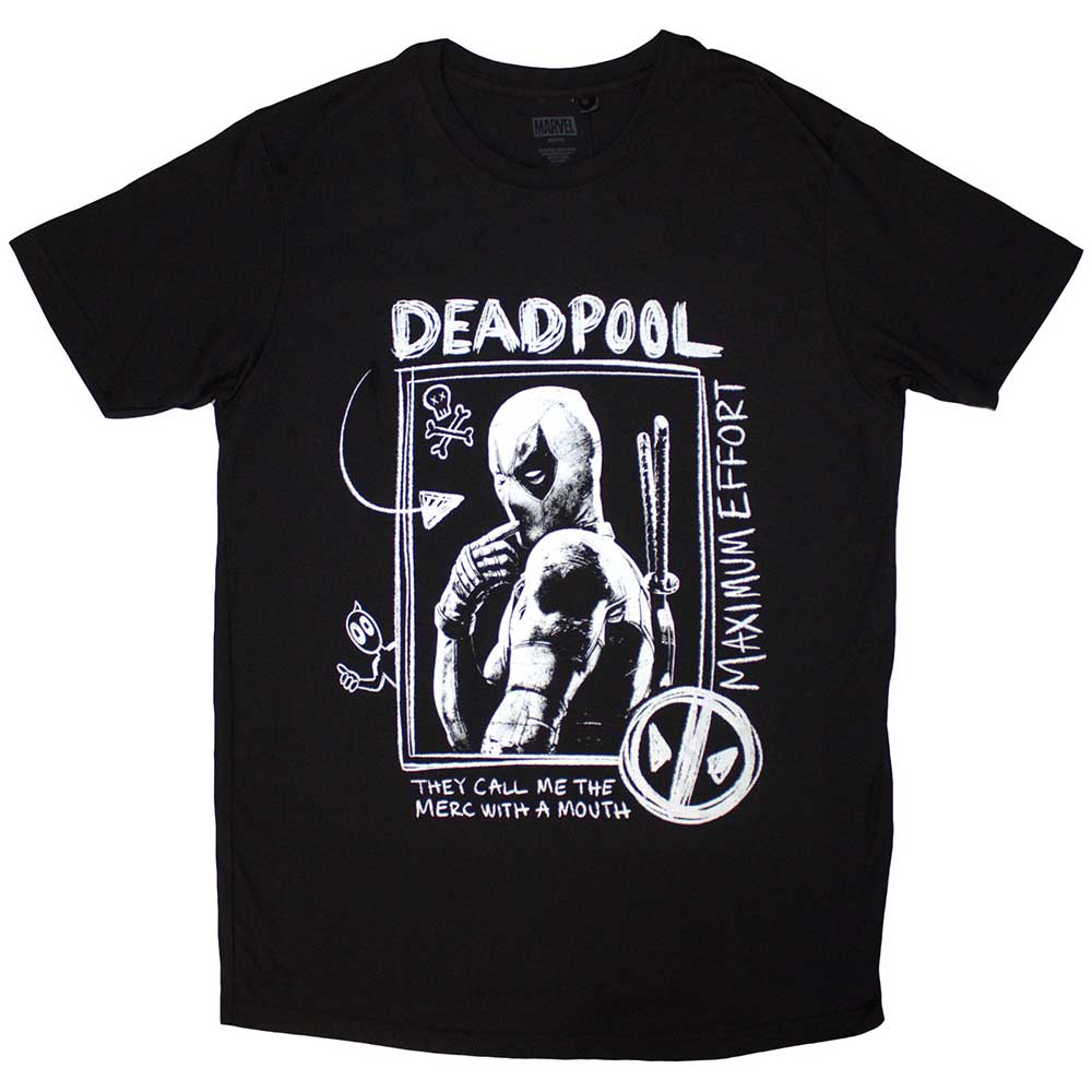 Marvel Comics Unisex T-Shirt: Deadpool Merc With A Mouth Max Effort (Black)