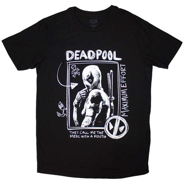 Marvel Comics Unisex T-Shirt: Deadpool Merc With A Mouth Max Effort (Black)