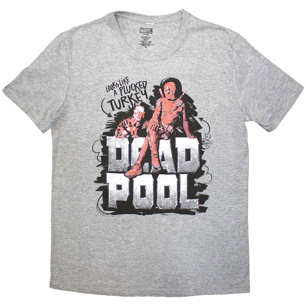 Marvel Comics Unisex T-Shirt: Deadpool Plucked Turkey (Grey)