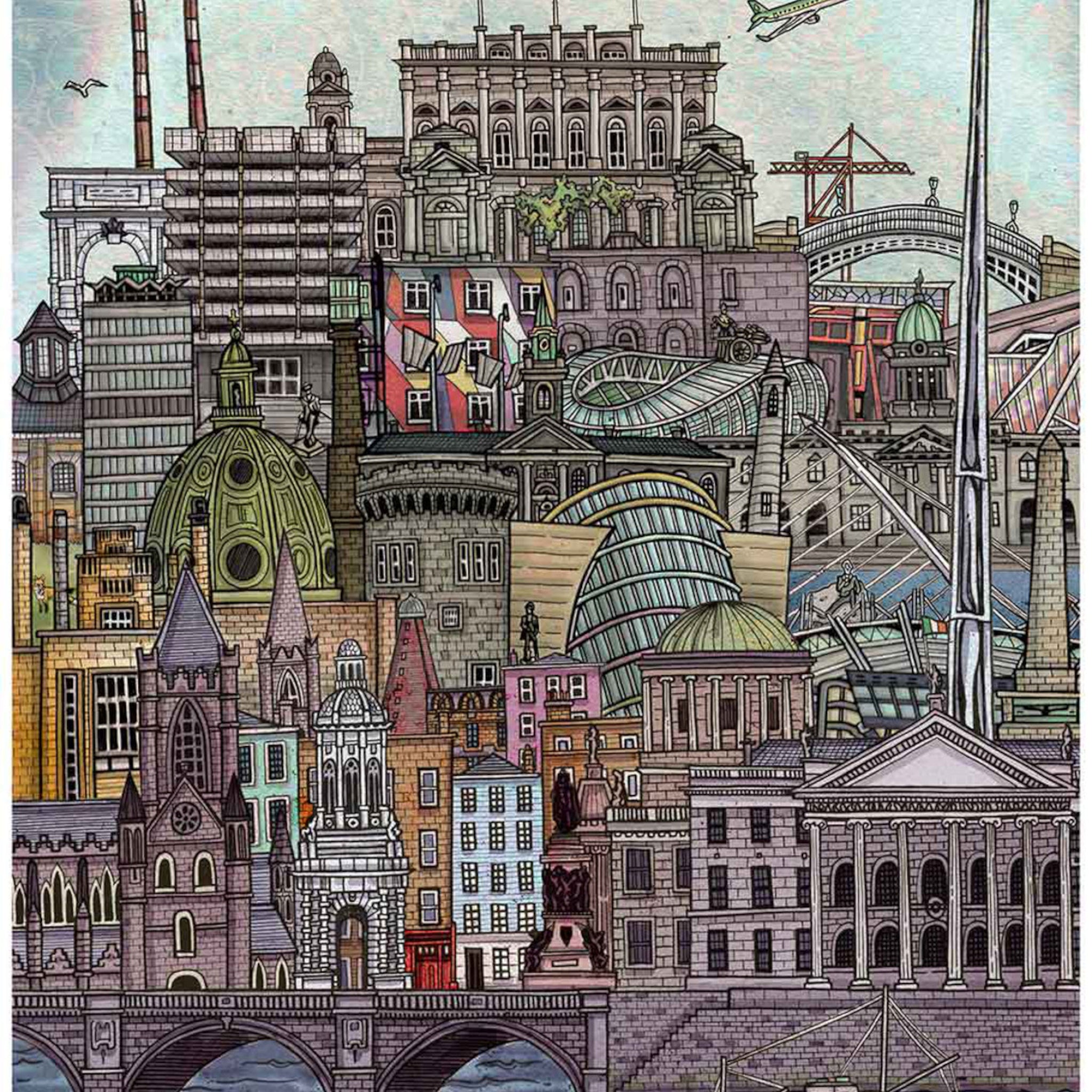 Dublin City Skyline - Mini Poster