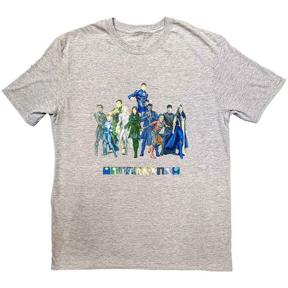 Marvel Comics Unisex T-Shirt: Eternals Colour Block Characters (Grey)