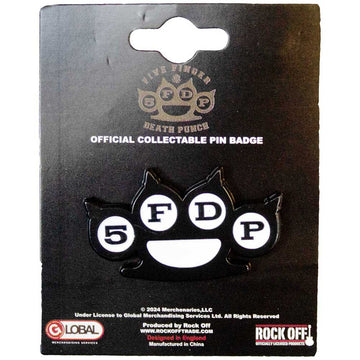 Five Finger Death Punch Pin Badge: Knuckles B&W