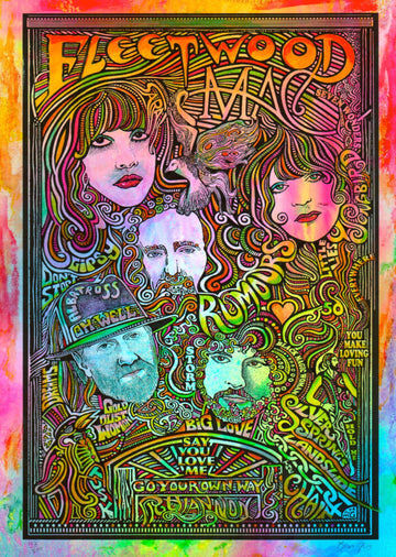 Fleetwood Mac - Rumours (Psychedelic) - A4 Mini Print/Poster