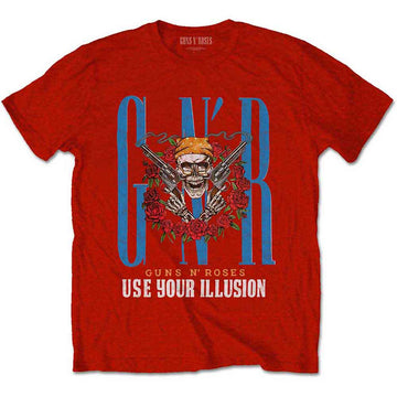 Guns N' Roses Unisex T-Shirt: Bandana Skull (Red)