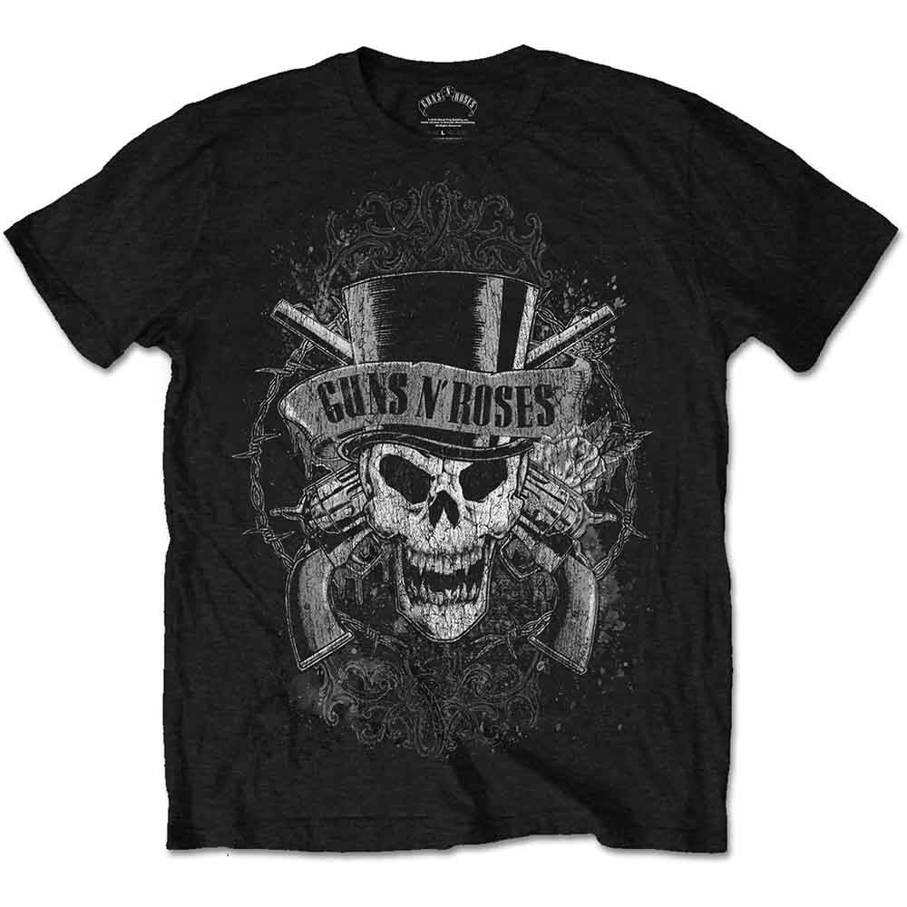 Guns N' Roses Unisex T-Shirt: Faded Skull - Black