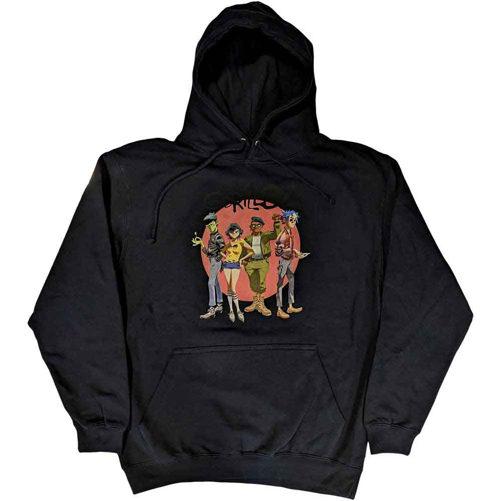 Gorillaz Unisex Pullover Hoodie: Group Circle Rise (Navy Blue)