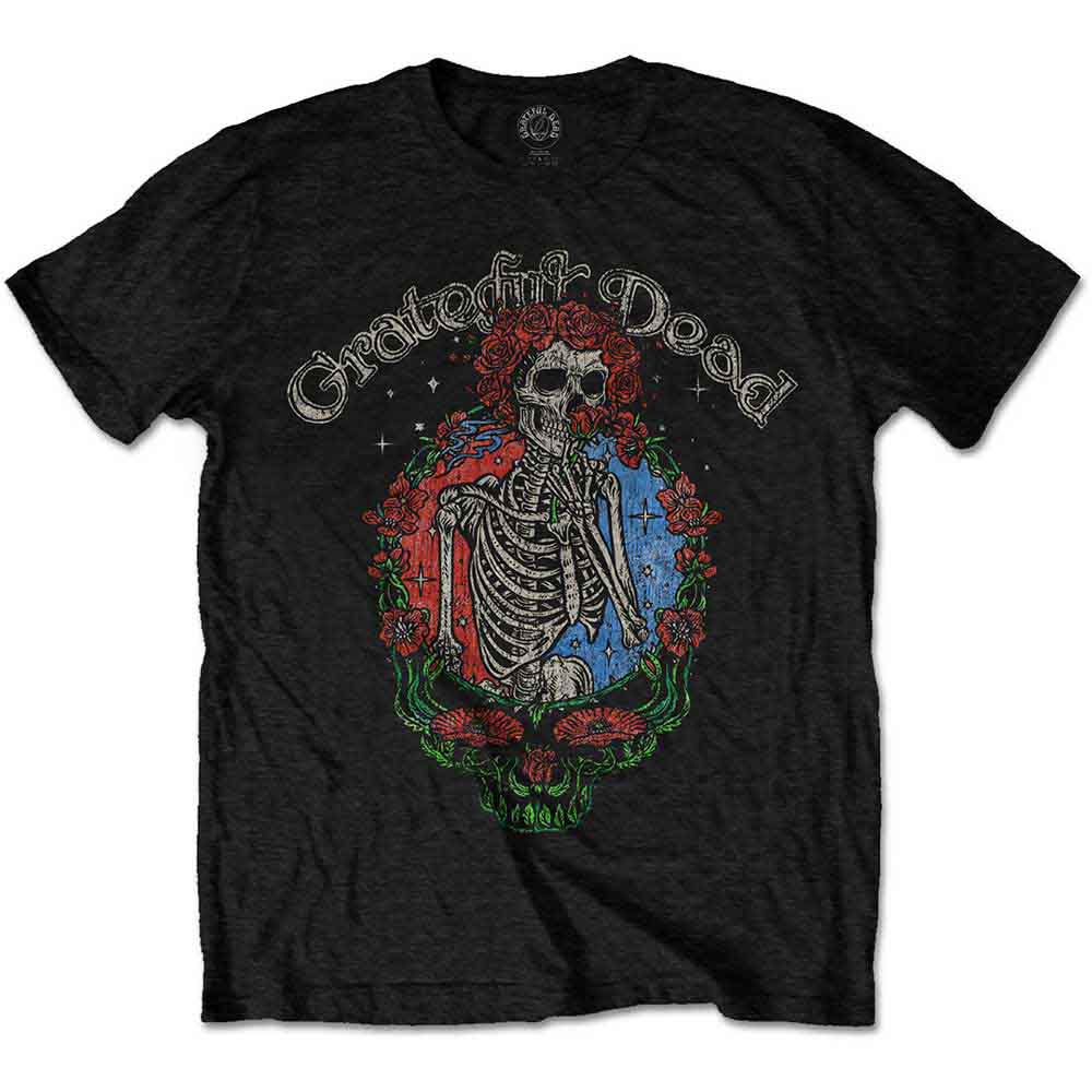 Grateful Dead Unisex T-Shirt: Floral Stealie (Black)