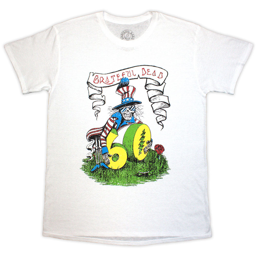Grateful Dead Unisex T-Shirt: 60th Rose Pose (White)
