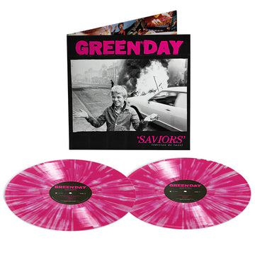 Green Day - Saviors (édition de luxe) [expanded w/ 7 bonus tracks] - 2LP - Pink & White Vinyl