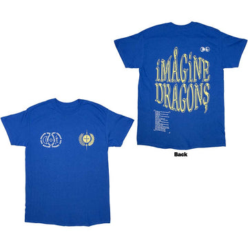 Imagine Dragons Unisex T-Shirt: Lyrics (Blue) (Back Print)