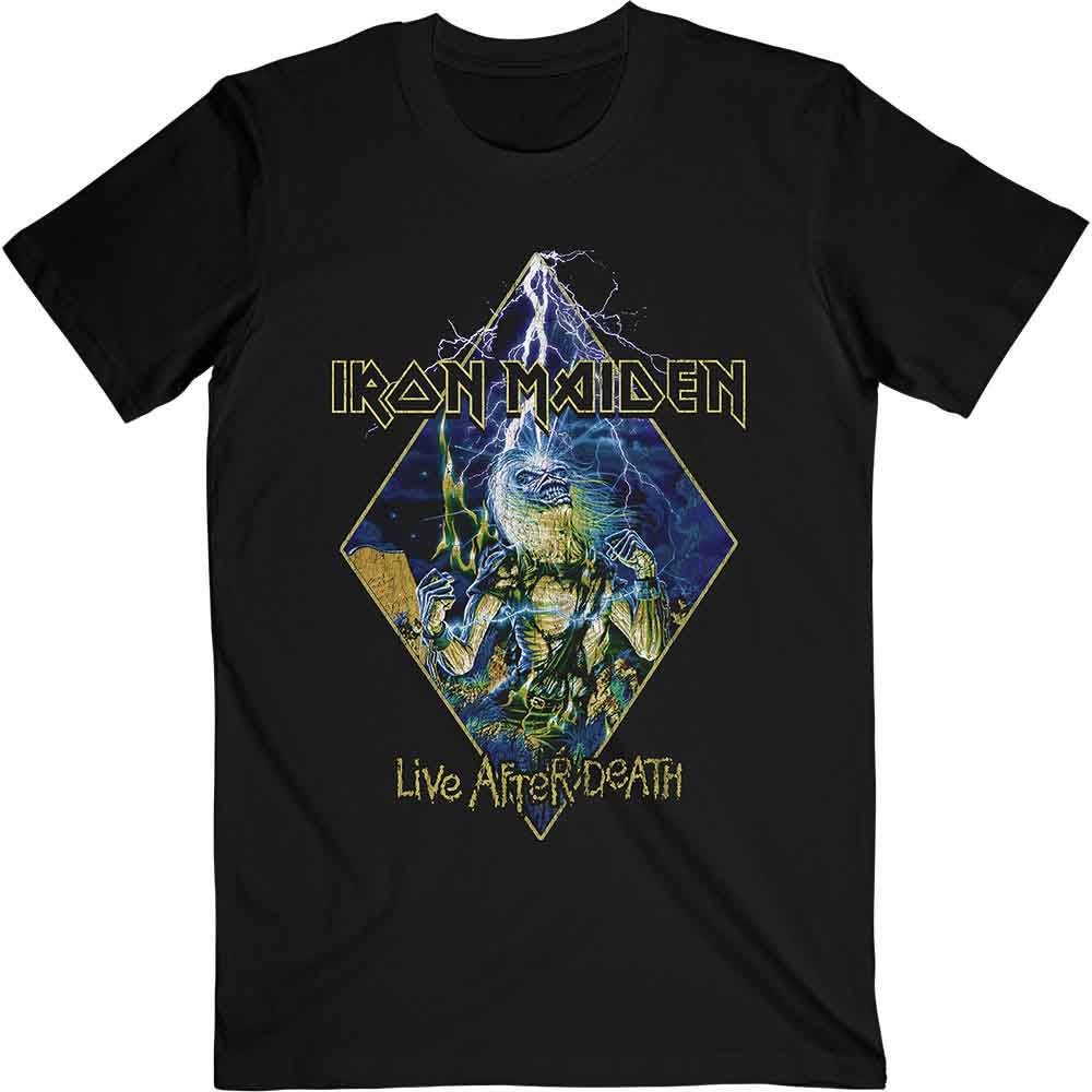 Iron Maiden Unisex T-Shirt: Live After Death Diamond - Black