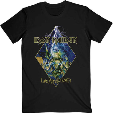 Iron Maiden Unisex T-Shirt: Live After Death Diamond - Black