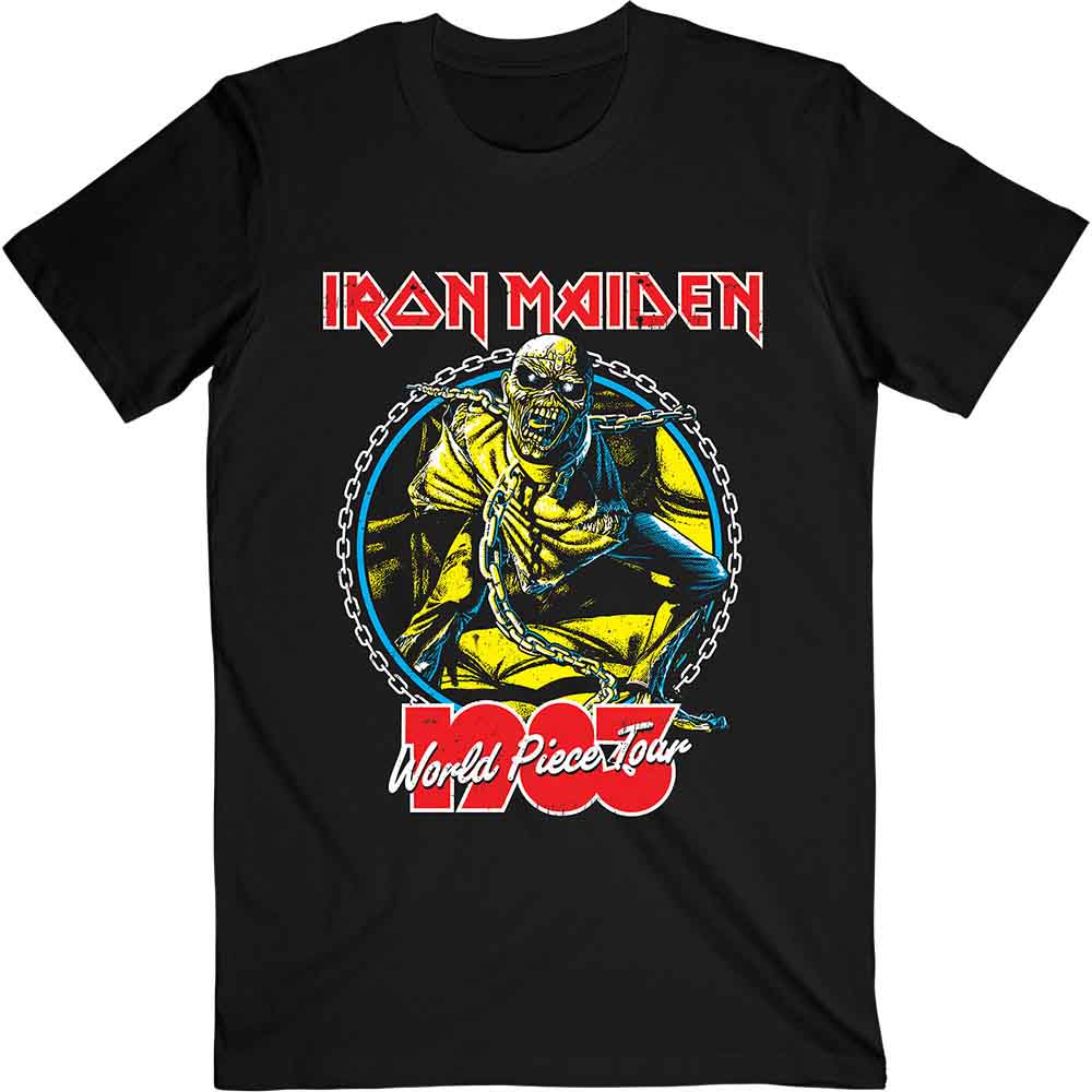Iron Maiden Unisex T-Shirt: World Piece Tour '83 V.2. - Black