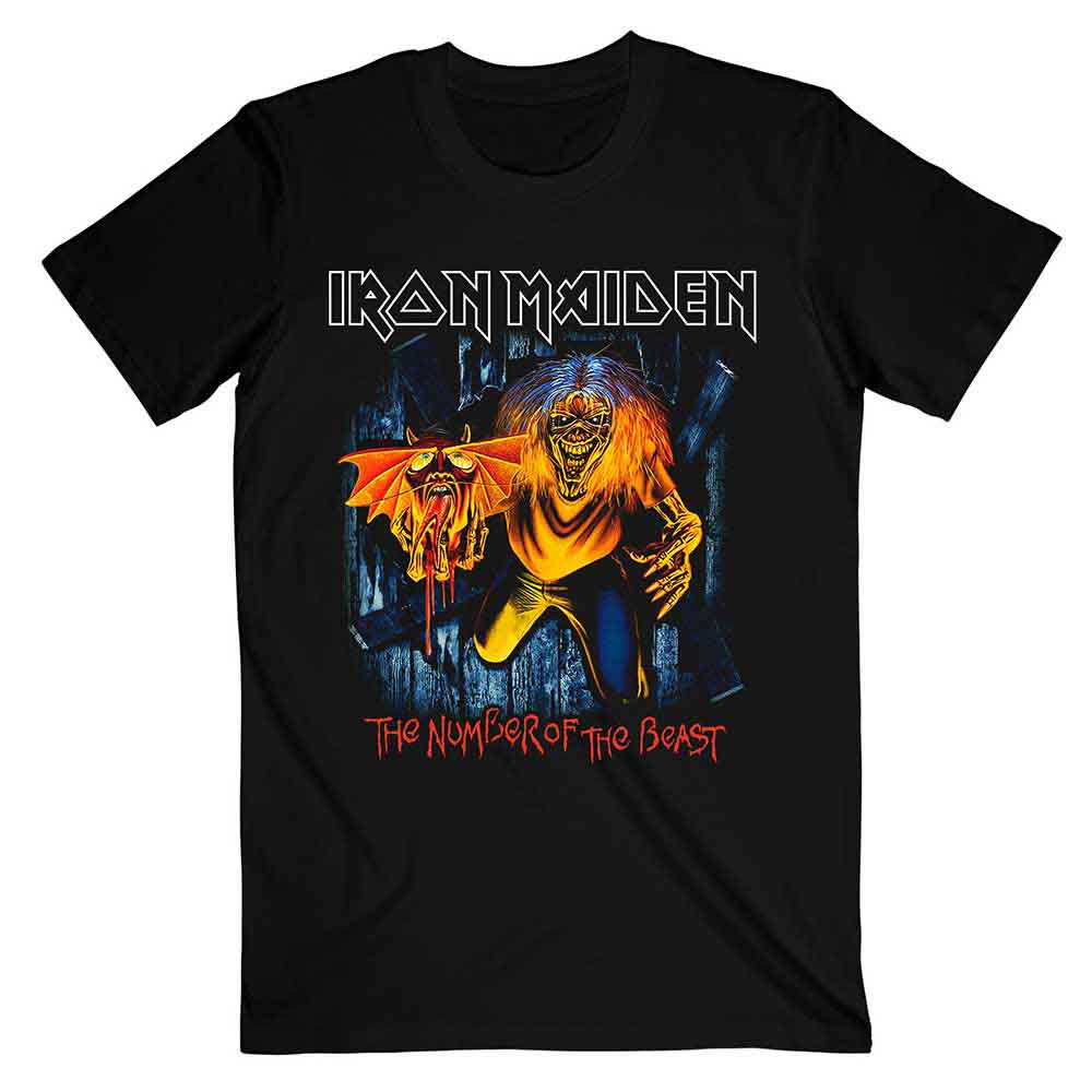 Iron Maiden Unisex T-Shirt: Number Of The Beast Eddie Panel Burst (Black)