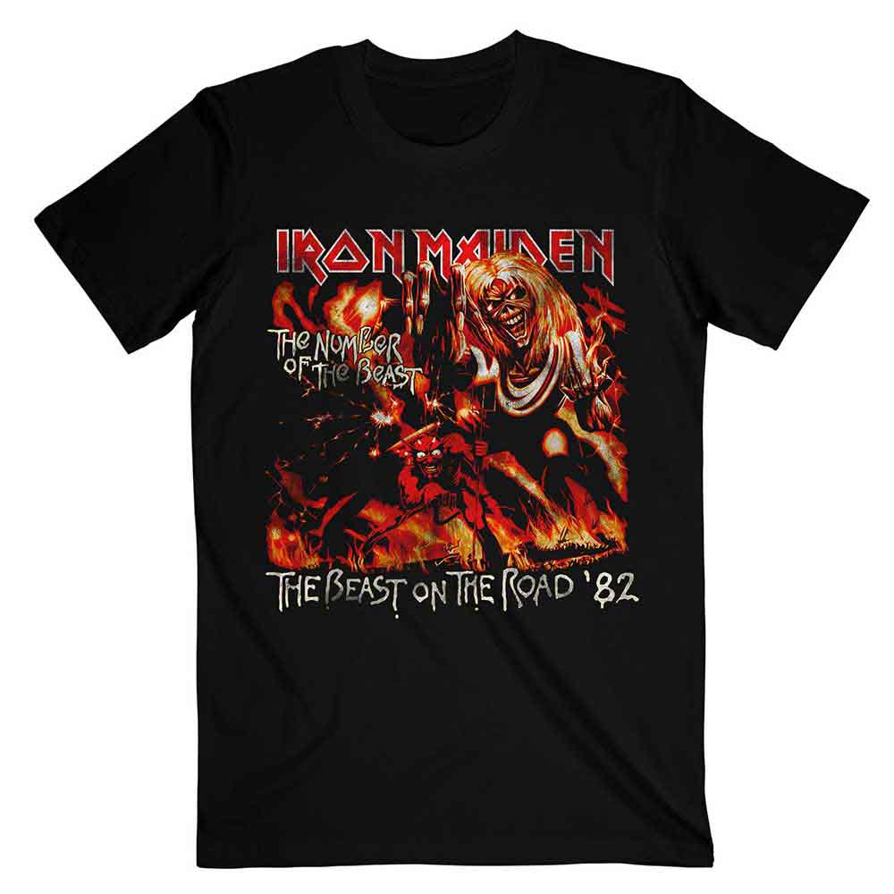 Iron Maiden Unisex T-Shirt: Number Of The Beast The Beast On The Road Vintage (Black)