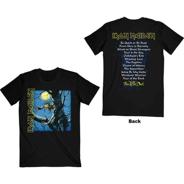 Iron Maiden Unisex T-Shirt: Fear of the Dark Album Tracklisting (Black) (Back Print)