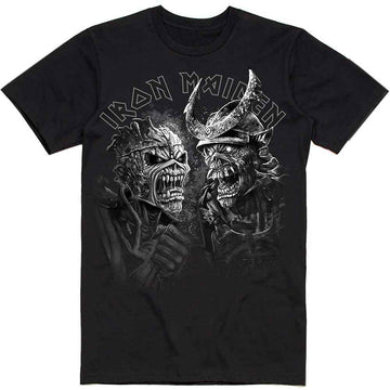 Iron Maiden Unisex T-Shirt: Senjutsu Large Grayscale Heads (Black)