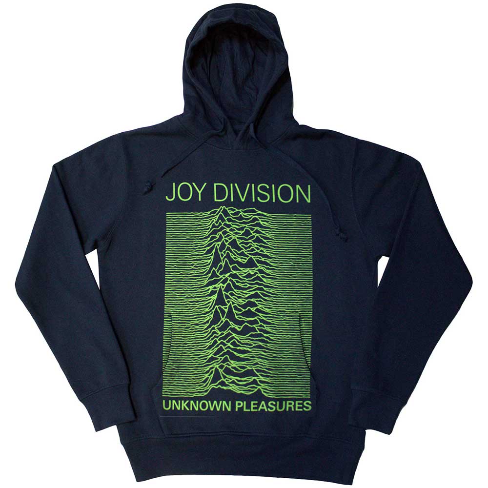Joy Division Unisex Pullover Hoodie: Unknown Pleasures FP (Navy Blue)