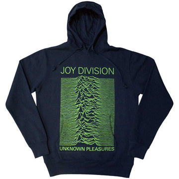 Joy Division Unisex Pullover Hoodie: Unknown Pleasures FP (Navy Blue)
