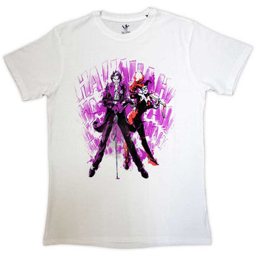 DC Comics Unisex T-Shirt: Joker - Harley & Joker Haha (White)