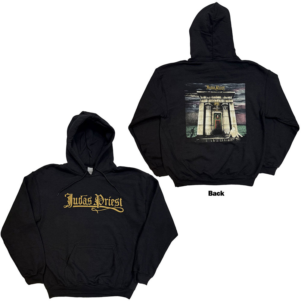 Judas Priest Unisex Pullover Hoodie: Sin After Sin Logo & Album Cover (Black) (Back Print)