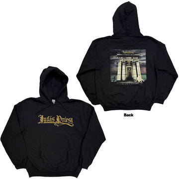 Judas Priest Unisex Pullover Hoodie: Sin After Sin Logo & Album Cover (Black) (Back Print)