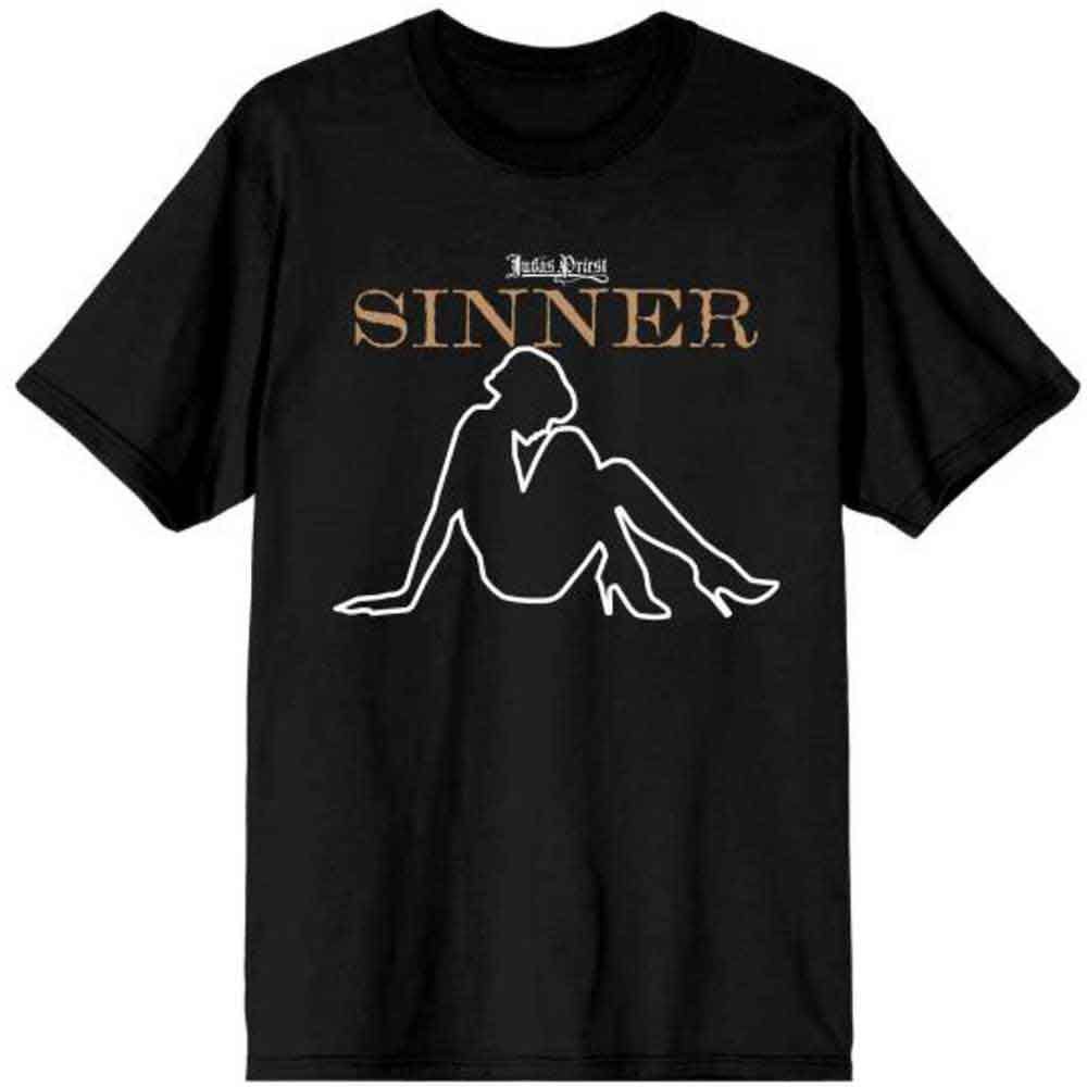 Judas Priest Unisex T-Shirt: Sin After Sin Sinner Slogan Lady (Black)