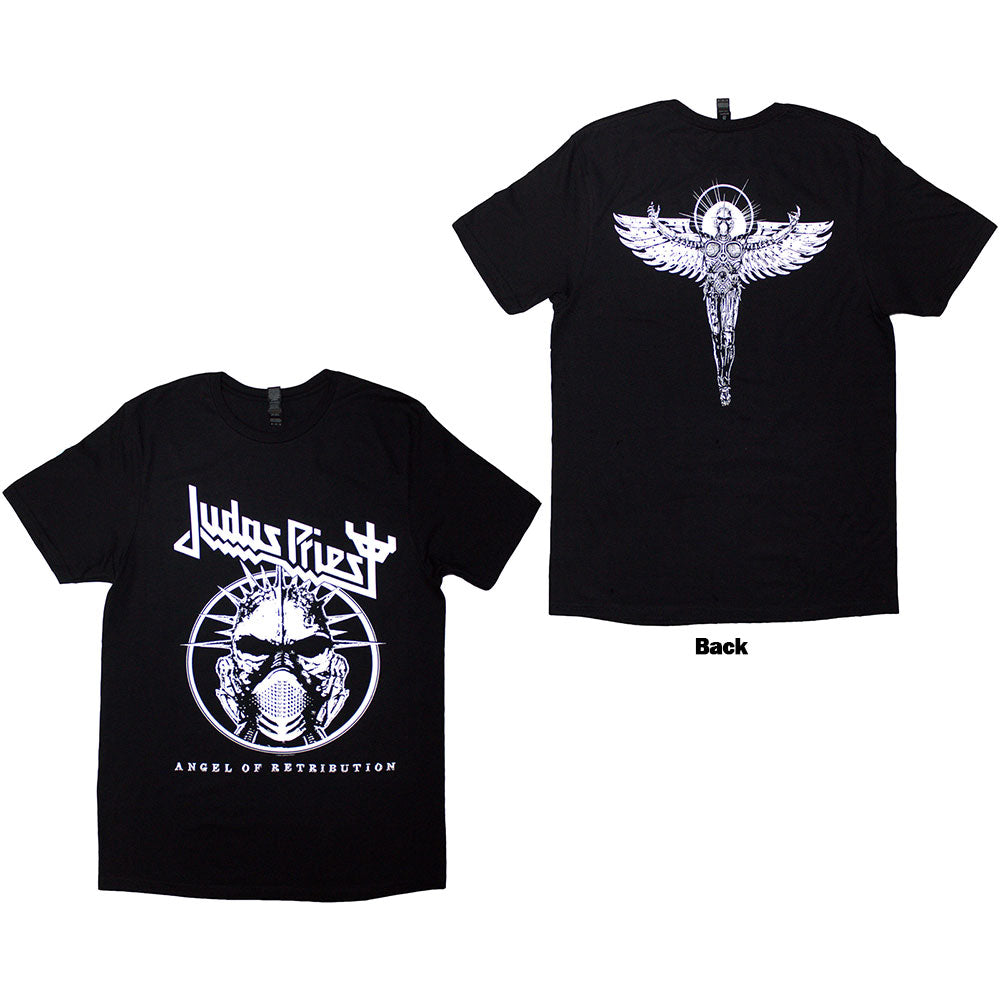 Judas Priest Unisex T-Shirt: Angel Of Retribution Headshot (Black) (Back Print)