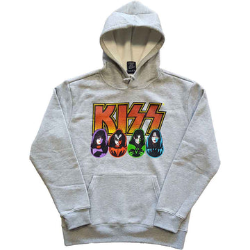 KISS Unisex Pullover Hoodie: Logo, Faces & Icons (Grey)