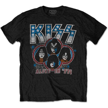 KISS Unisex T-Shirt: Alive In '77 (Black)