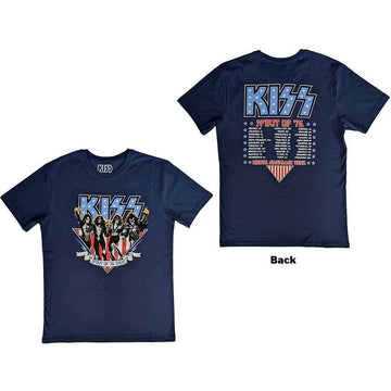 KISS Unisex T-Shirt: Americana (Denim Blue) (Back Print)