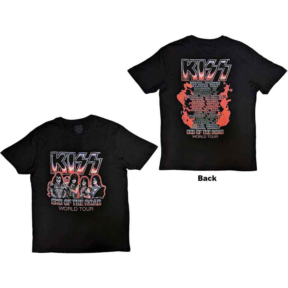 KISS Unisex T-Shirt: End Of The Road Tour Red (Black) (Back Print)