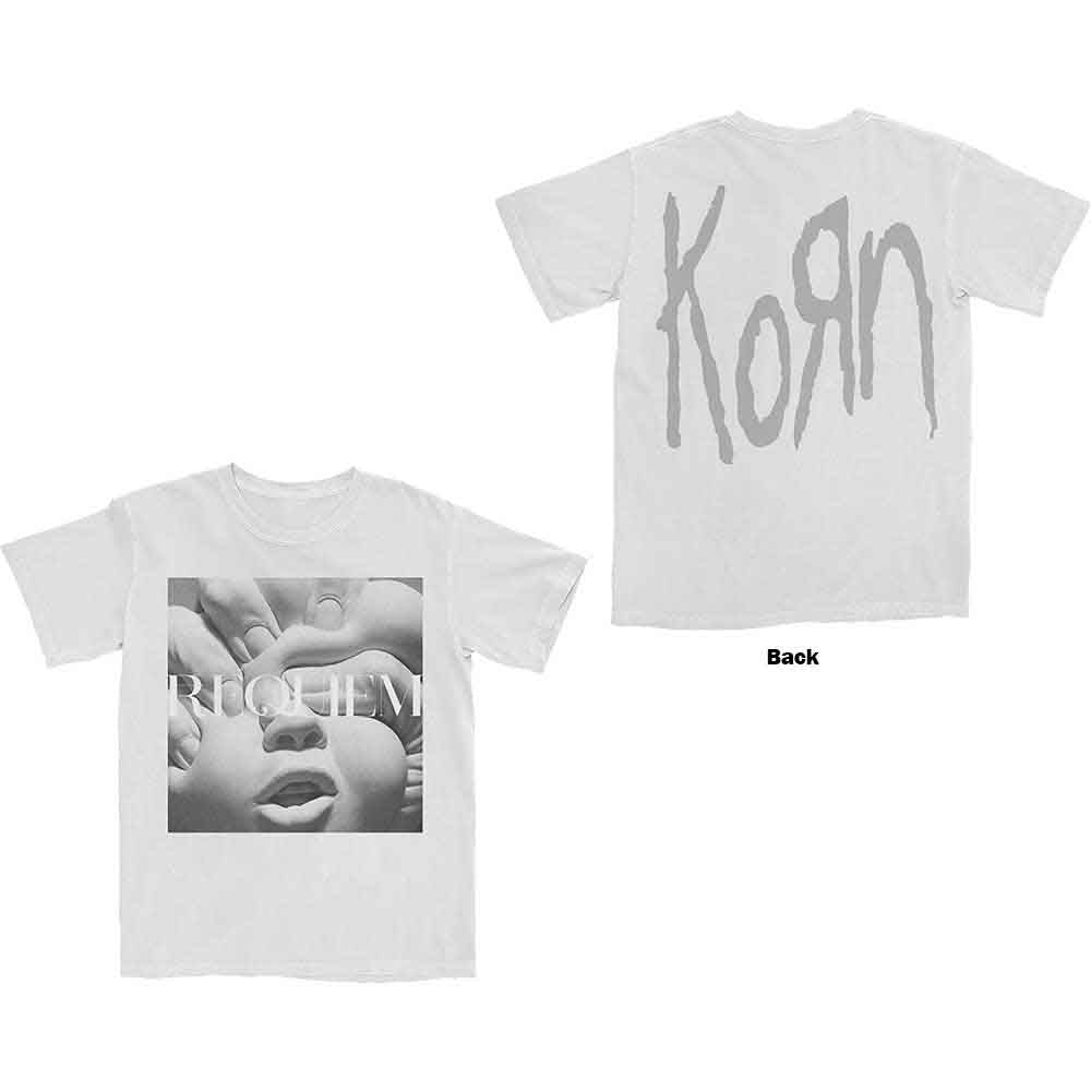 Korn Unisex T-Shirt: Requiem Album Cover (White) (Back Print)