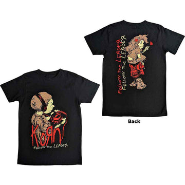 Korn Unisex T-Shirt: Follow The Leader (Black) (Back Print)