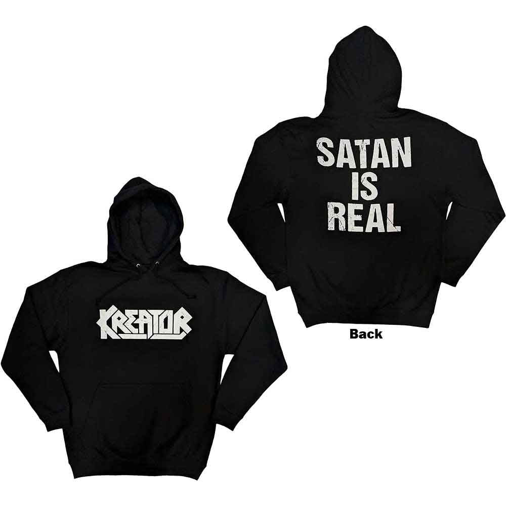 Kreator Unisex Pullover Hoodie: Satan Is Real (Black) (Back Print)